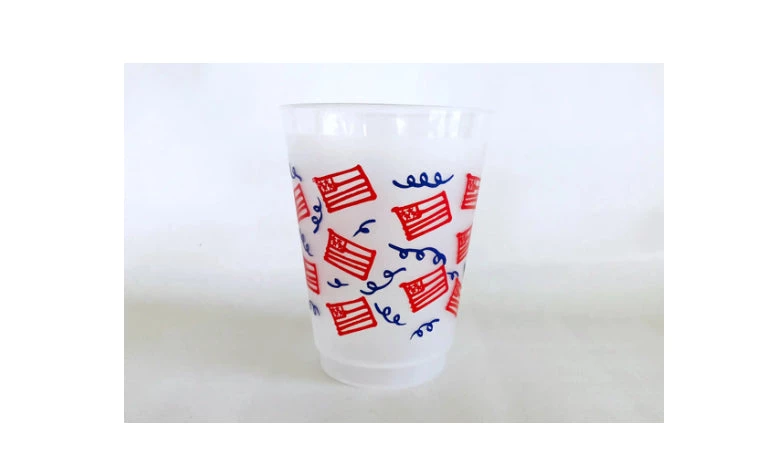 Two Funny Girls Paper Goods Shatterproof American Flag With Streamers Cup Pack 1 Two Funny Girls Paper Goods Shatterproof American Flag With Streamers Cup Pack