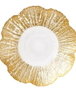 Tabletop Vietri Rufulo Gold Glass Shallow Bowl