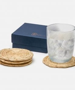 Blue Pheasant Lauren Bleached Banana Bark Coasters, Set Of 4