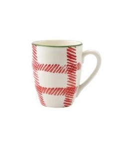 Vietri Mistletoe Plaid Mug