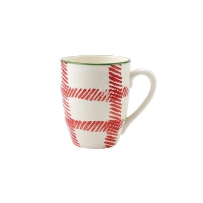 Vietri Mistletoe Plaid Mug 1 Vietri Mistletoe Plaid Mug