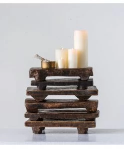 Creative Co-Op Decorative Wood Pedestal Décor