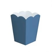 Addison Ross Scalloped Lacquer Waste Bin - Denim & White