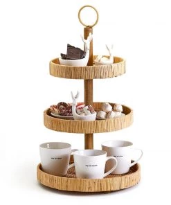 Two’s Company 3 Tiered Rattan Centerpiece