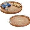 Two’s Company Large- Round Wicker Tray Décor