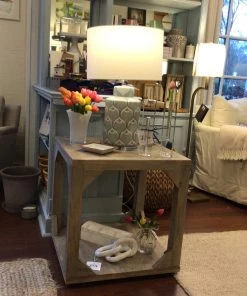 Antiques Square Side Table- Gray Décor