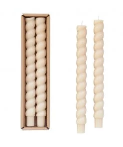 Creative Co-Op Candles And Diffusers Twisted Taper Cream