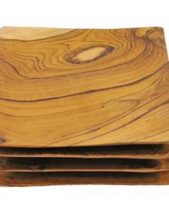 Be Home Teak Small Plates- Set Of 4 Tabletop