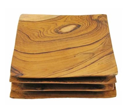 Be Home Teak Small Plates- Set Of 4 Tabletop 2 Be Home Teak Small Plates- Set Of 4 Tabletop