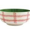 Vietri Tabletop Mistletoe Plaid Large Footed Serving Bowl