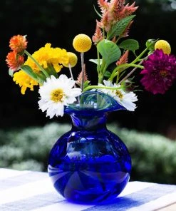 Vietri HIBISCUS GLASS COBALT BUD VASE Décor
