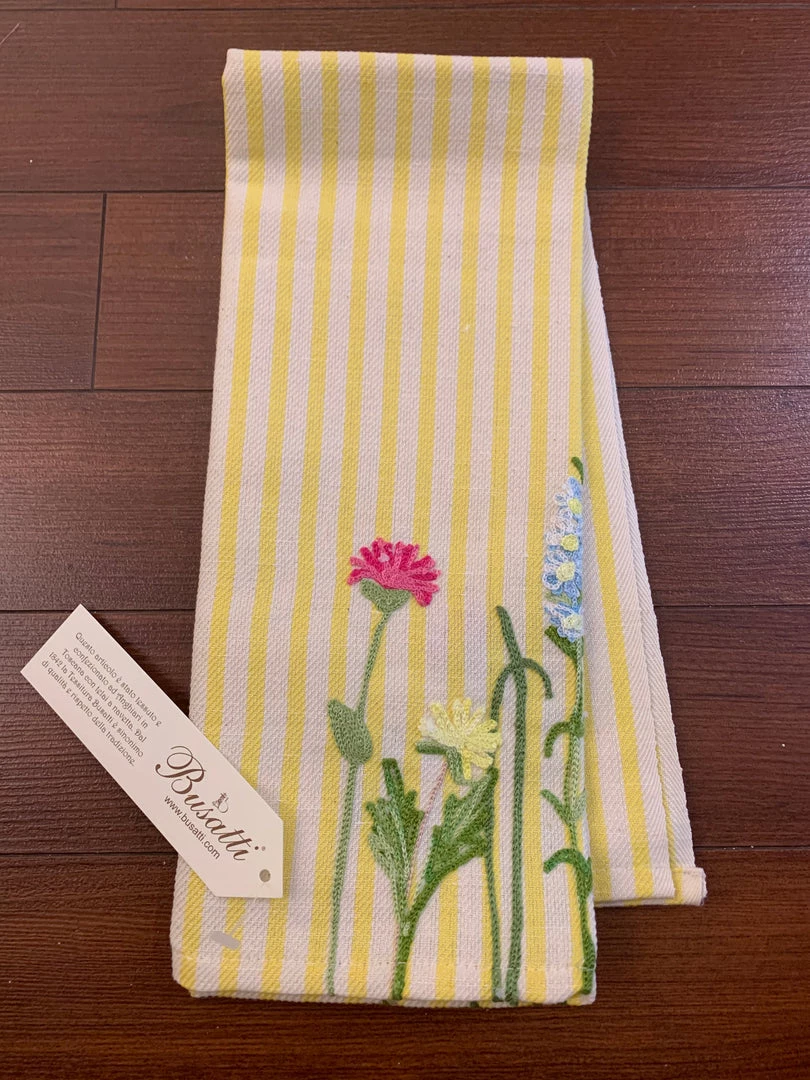 Busatti Striped Embroidered Tea Towel 3 Busatti Striped Embroidered Tea Towel