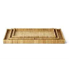 Two’s Company Oversized Rattan Tray - Large Décor