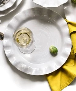 Coton Color Signature White Ruffle Dinner Platter Tabletop