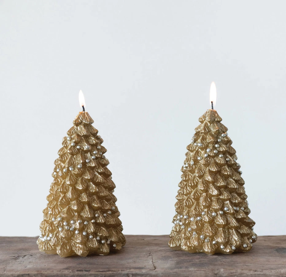 Creative Co-Op Gold Tree 5” Round Candle Décor 1 Creative Co-Op Gold Tree 5” Round Candle Décor