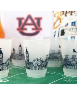 Two Funny Girls Paper Goods Shatterproof Auburn University Skyline Cup Pack