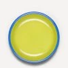Crow Canyon Home Colorama Dinner Plate - Chartreuse & Blue Rim