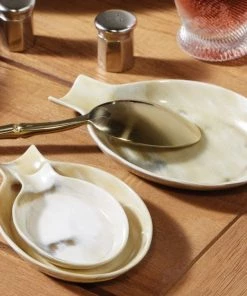 Blue Pheasant Lorant Natural Horn Spoon Rests Set Of 3 Serving Utensils