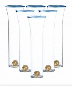 Abigails Blue Golden Globe Champagne Flute Glassware