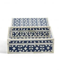 Two’s Company Flower And Petals Large Blue/White Box Décor