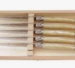 Kiss That Frog Laguiole Platine Pale Horn Knives Set Of Set Of 6 W Box Accessories