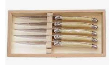 Kiss That Frog Laguiole Platine Pale Horn Knives Set Of Set Of 6 W Box Accessories 1 Kiss That Frog Laguiole Platine Pale Horn Knives Set Of Set Of 6 W Box Accessories