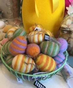 One Hundred 80 Degrees Striped Wool Egg Décor