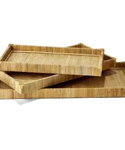 Two’s Company Oversized Rattan Tray Décor