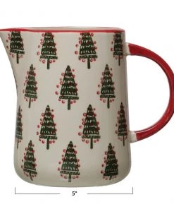 Creative Co-Op Stoneware Christmas Tree Pitcher