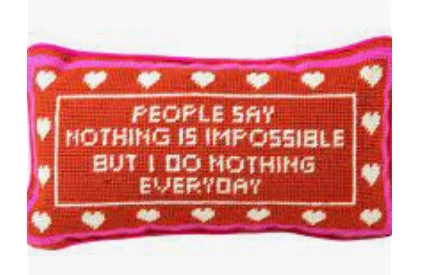 Faire Nothing Is Impossible Needlepoint Pillow 1 Faire Nothing Is Impossible Needlepoint Pillow