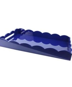 Addison Ross Scalloped Tray 26x17- Navy Décor