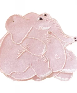 Gerbrend Creations Linens Pink Elephant Cocktail Napkins, Set Of 6