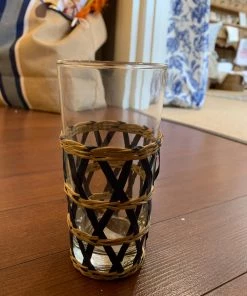 Tableau Tall Wicker Wrap Beverage Glass