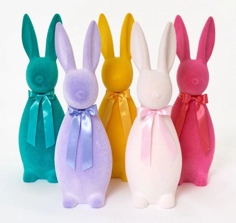 One Hundred 80 Degrees Décor Flocked Button Nose Bunny 27” 1 One Hundred 80 Degrees Décor Flocked Button Nose Bunny 27”