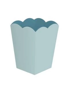 Addison Ross Scalloped Lacquer Waste Bin - Eau De Nil & Turquoise