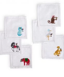 Two’s Company Tabletop Party Animals Embroidered Napkins