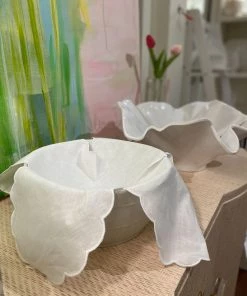 Boutross Imports Monogrammed - Linen Scallop Bunwarmer Linens