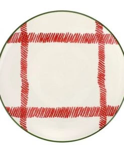 Vietri Mistletoe Plaid Plate