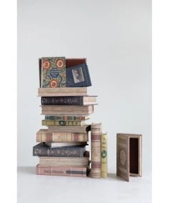 Creative Co-Op Décor Canvas Book Storage Boxes Set Of 2