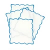 Boutross Imports Linen Cocktail Napkins With Scallop Trim, Set Of 6