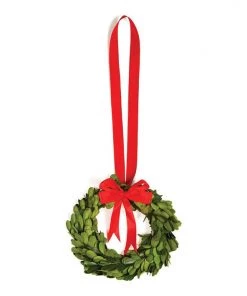 Napa Home And Garden Boxwood Wreath With Red Ribbon Holiday