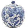 Creative Co-Op Blue And White Ginger Jar Stoneware