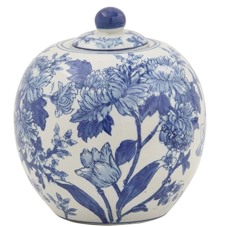 Creative Co-Op Blue And White Ginger Jar Stoneware 1 Creative Co-Op Blue And White Ginger Jar Stoneware